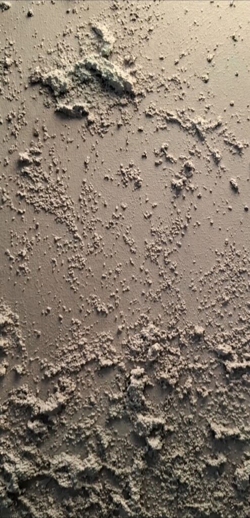 Detail of sculptural acrylic surface on canvas, Mediterranean-inspired colour palette