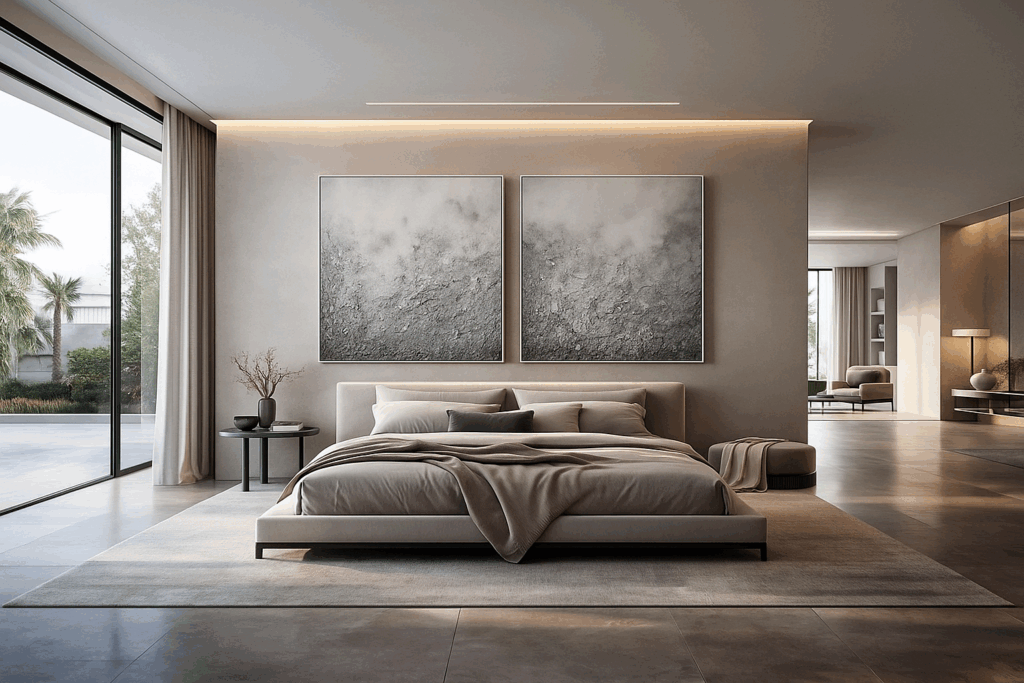 Textured acrylic paintings for luxury interiors in Palma de Mallorca